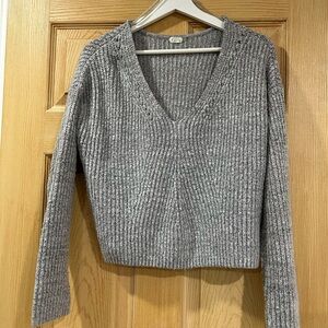 Garage Gray V-Neck Women's Sweater